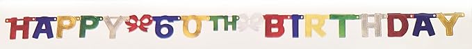 Party Favors Plus Happy 60th Birthday Jointed Banner Multicolor 6.5 Feet