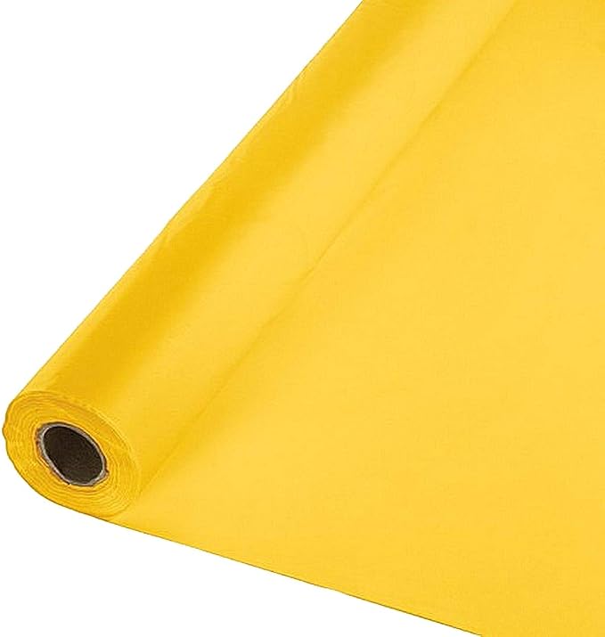 Party Favors Plus Harvest Yellow Plastic Banquet Roll Tablecloth 40 X 100 Ft