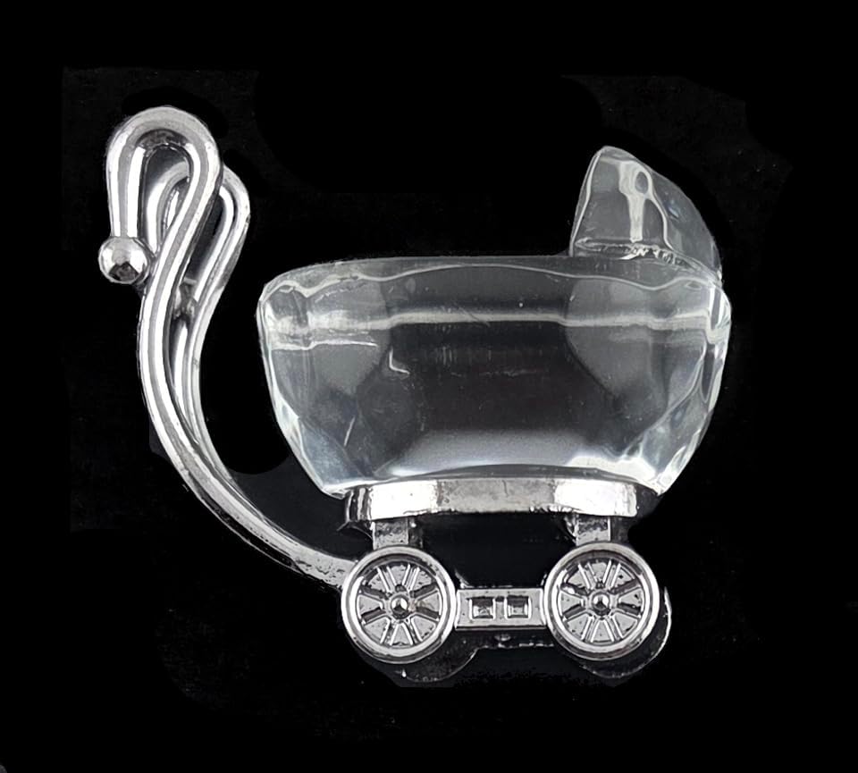 Party Favors Plus Crystal Stroller Baby Shower Favor Clear Silver 1.5 Inch 1 Count