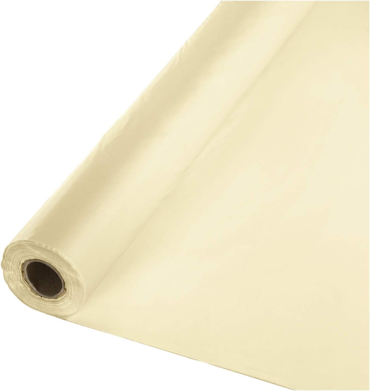 Party Favors Plus Heavy Duty Plastic Tablecloth Roll Ivory 40in x 100ft