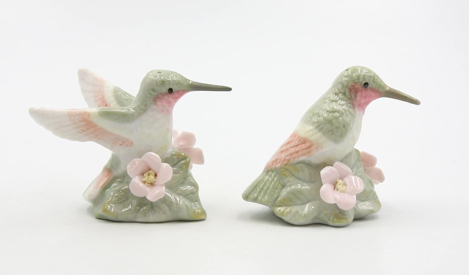 CG Fine Ceramic Green Hummingbirds with Multi-Colored Wings Salt and Pepper Shakers Set 2-1/2" H