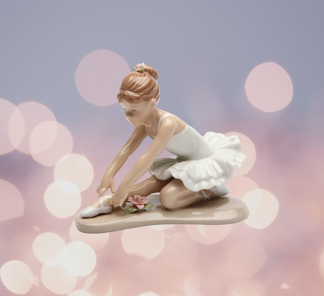 Cosmos Gifts Fine Porcelain Ballerina in White Ceramic Figurine 3-7/8" H