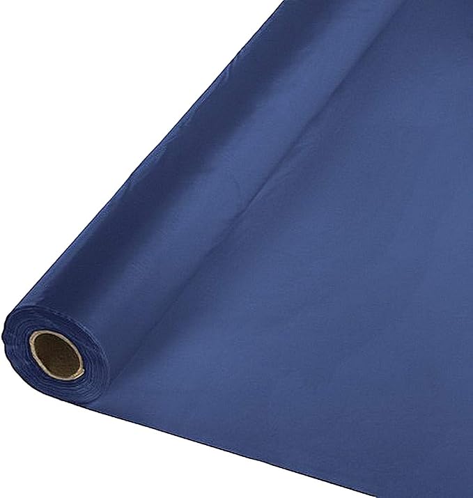 Party Favors Plus Navy Blue Plastic Rectangular Tablecloth Roll 40x1200 Inch 1 Count