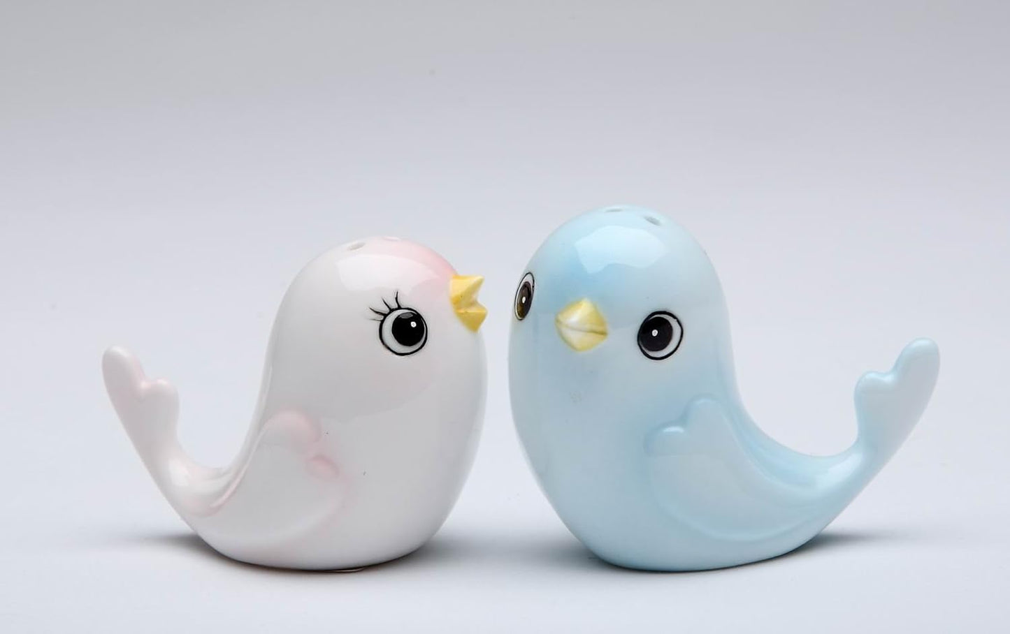 Cosmos Gifts Fine Porcelain Cute Love Blue & Pink Bird Salt & Pepper Shakers Set