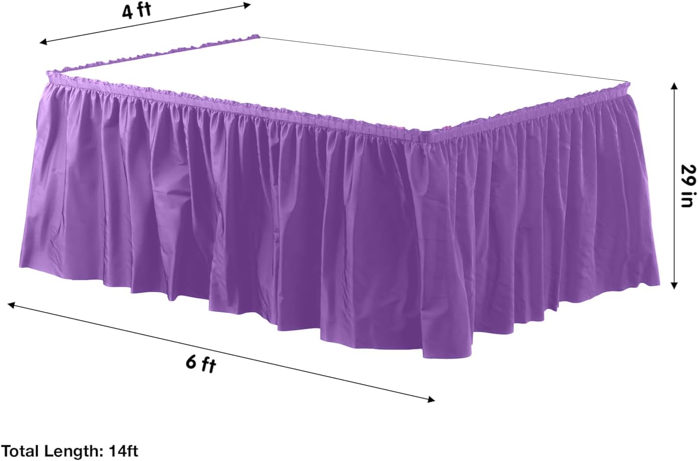 Party Favors Plus Purple Plastic Rectangular Tablecloth with Table Skirt 54x108 Inch 2 Piece Set