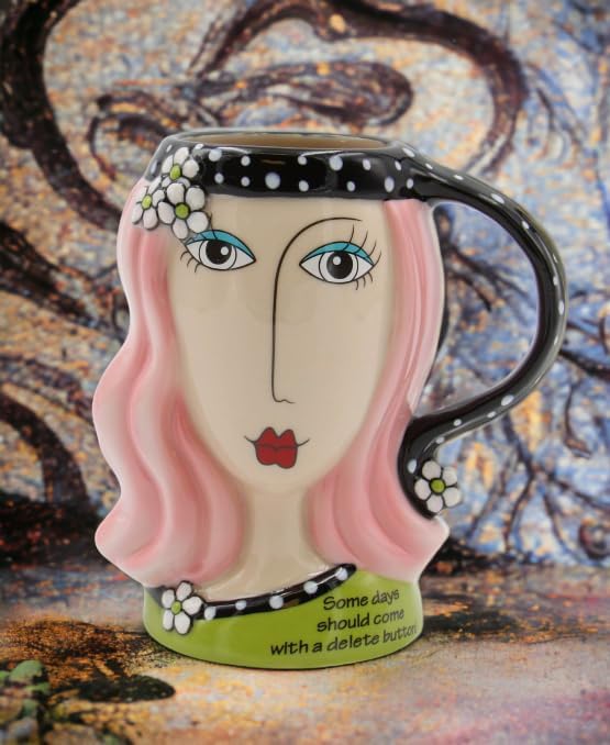 Cosmos Gifts Fine Porcelain Peace Hippie Lady with Daisy Flowers Bandana Headband Design Mug 5" H