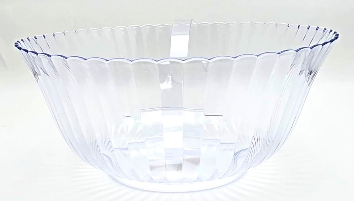 Party Favors Plus Clear Plastic Punch Bowl with Ladle 12 Quart Scalloped Edge