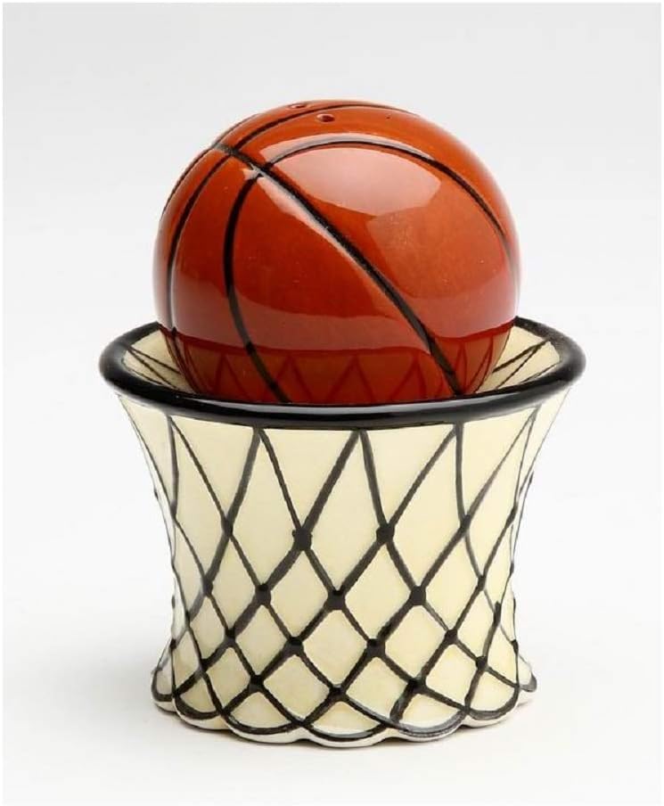 Cosmos Gifts Fine Ceramic Basketball and Hoop Salt and Pepper Shakers Set 2" W 10450