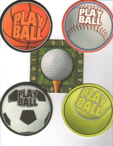 Party Favors Plus Multicolor Paper Coasters Play Ball Motif 8 Count