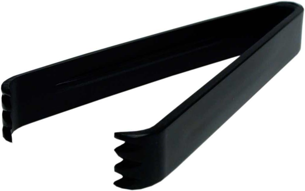 Party Essentials Hard Plastic 6-1/2" Serving Tongs, Black, 4 Count