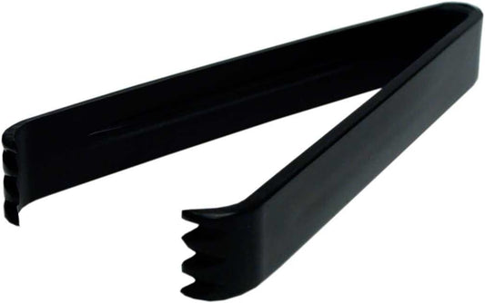 Party Essentials Hard Plastic 6-1/2" Serving Tongs, Black, 4 Count