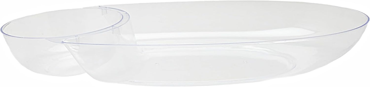 Party Favors Plus Clear Plastic Chip and Dip Tray 17 X 8 X 2.5 In Set of 2