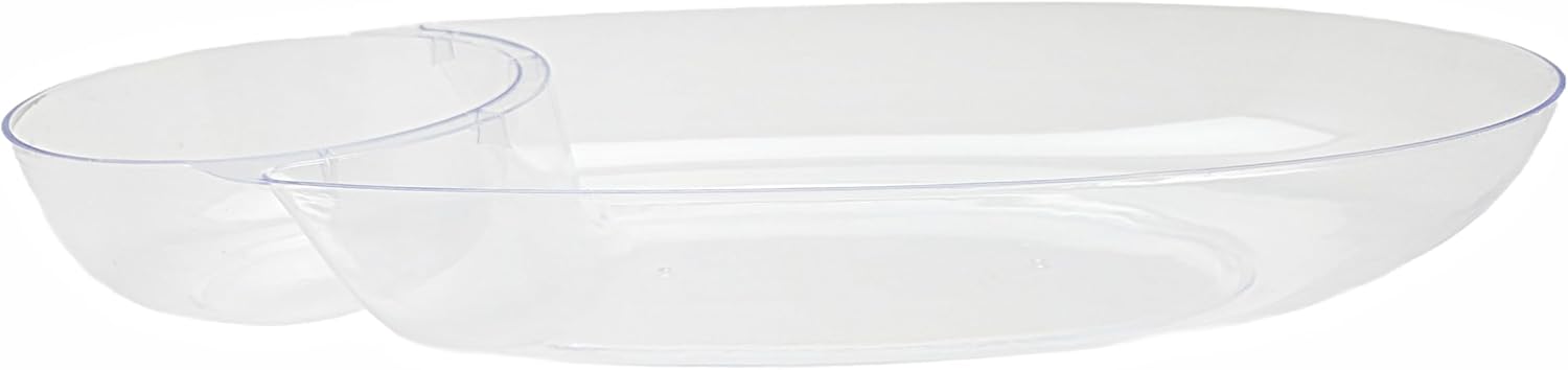 Party Favors Plus Clear Plastic Chip and Dip Tray 17 X 8 X 2.5 In Set of 2