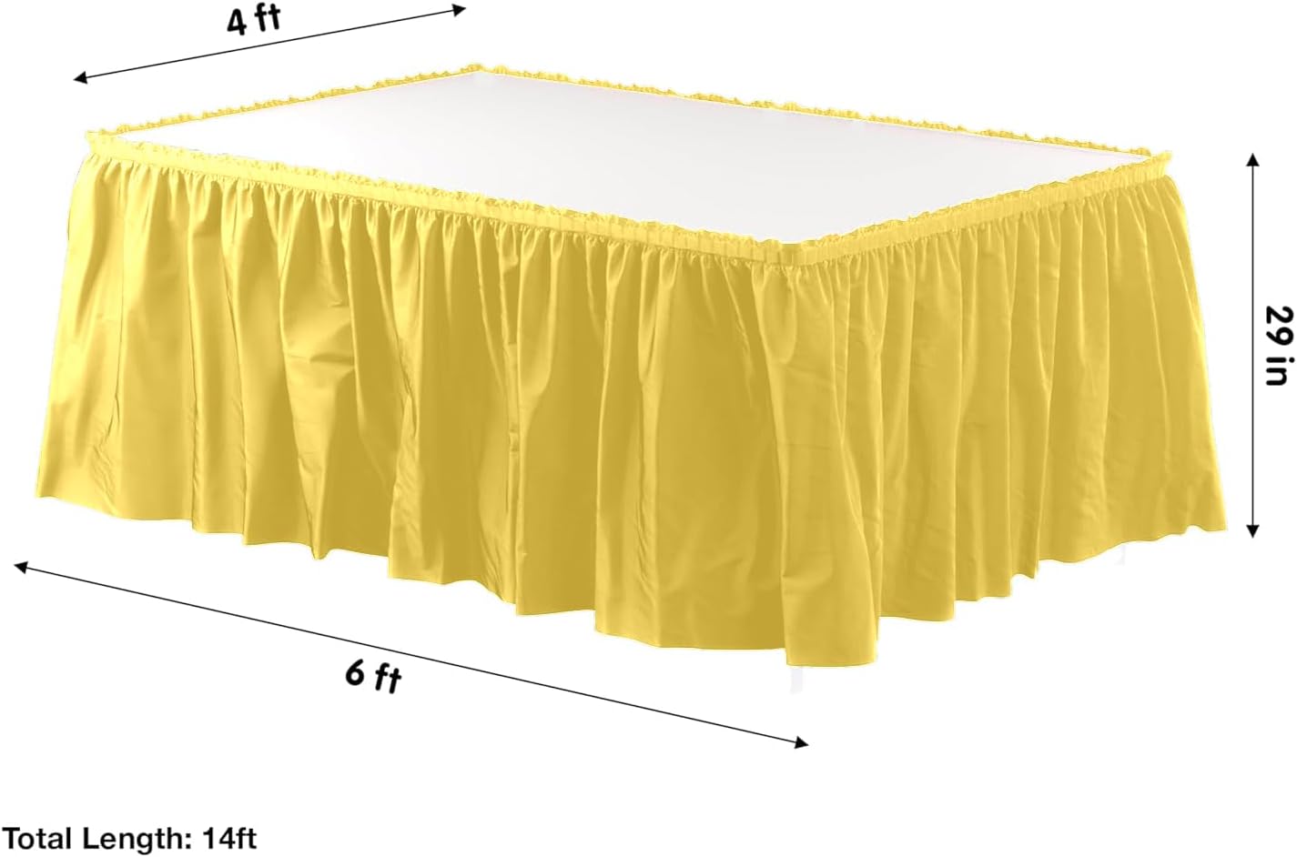 Party Favors Plus Yellow Plastic Tablecloth 54x108 Inch with Table Skirt 2 Piece Set