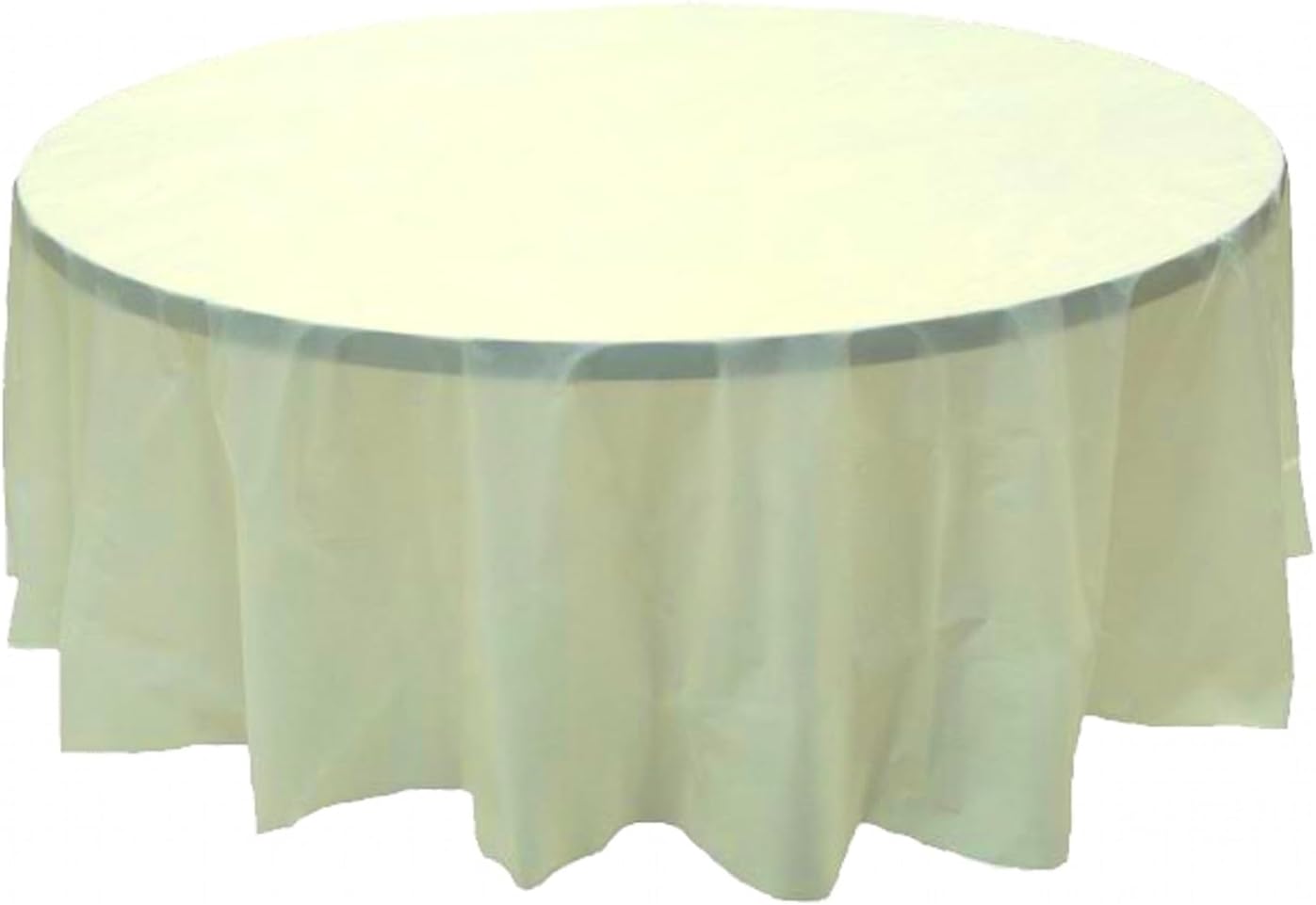 Party Favors Plus Ivory Plastic Tablecloth 84 Inch Round with Table Skirts 3 Piece Set