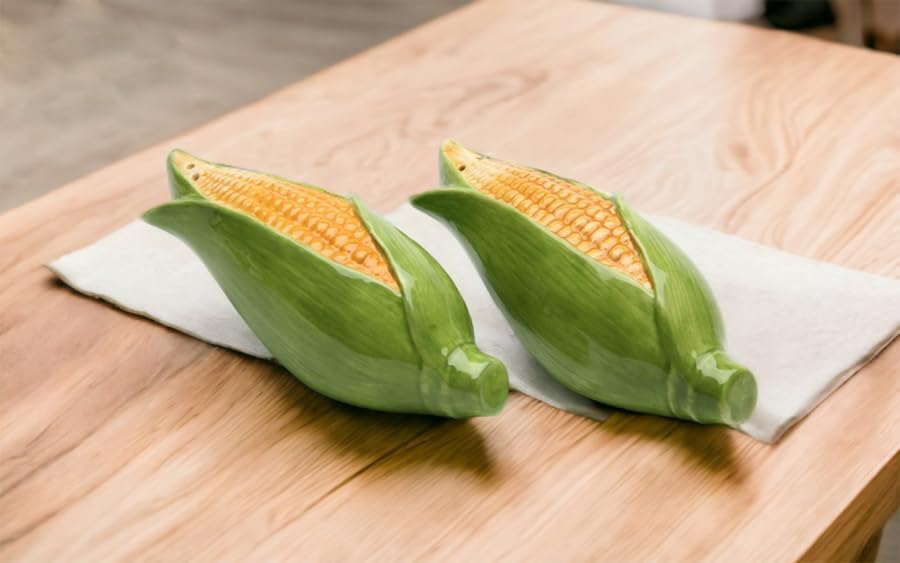 Cosmos Gifts Fine Ceramic Corn Salt and Pepper Shakers Set 1-1/2-Inch Multicolor