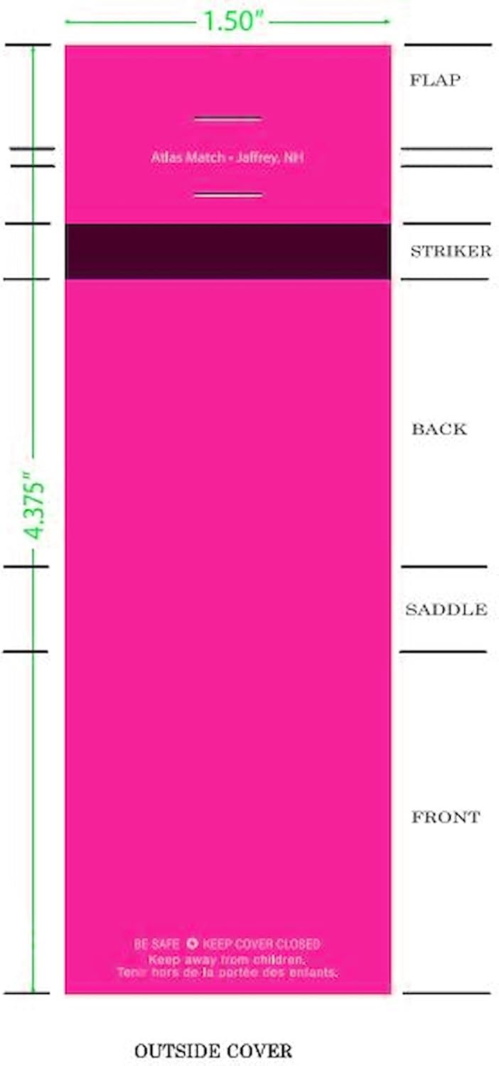 Party Favors Plus Hot Pink Matchbooks 1.5x4.375 Inch 20 Strikes 50 Count