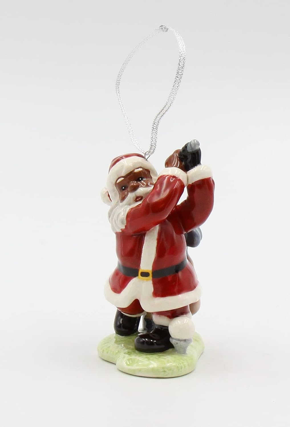 Cosmos Gifts Fine Ceramic African American Black Santa Golfing Ornament 4" H
