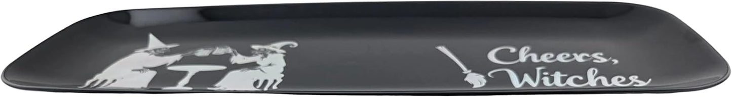 Halloween Oblong Serving Trays Cheers Witches & Boo Crew 2pc Set