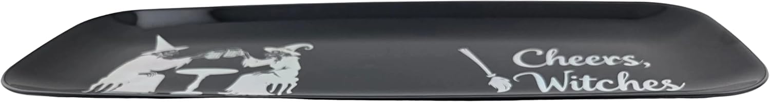 Halloween Oblong Serving Trays Cheers Witches & Boo Crew 2pc Set