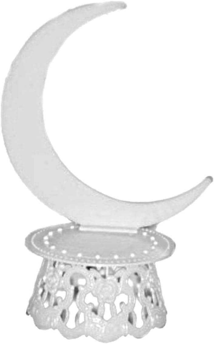 Party Favors Plus Plastic Cake Top Stand Accessories Moon Back & Base White 10 Inch 3 Piece