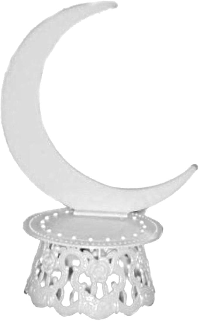Party Favors Plus Plastic Cake Top Stand Accessories Moon Back & Base White 10 Inch 3 Piece
