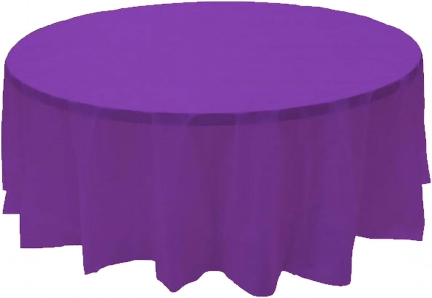 Party Favors Plus Purple Plastic Tablecloth 84 Inch Round with 2 Table Skirts 3 Piece Set