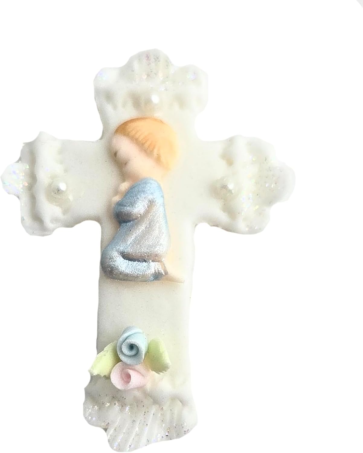 Party Favors Plus Cold Porcelain Praying Baby Capia Figurines Blue 12 Count