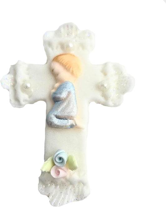 Party Favors Plus Cold Porcelain Praying Baby Capia Figurines Blue 12 Count