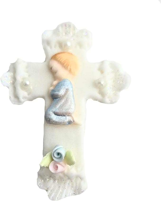 Party Favors Plus Cold Porcelain Praying Baby Capia Figurines Blue 12 Count