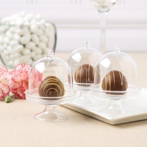 Party Favors Plus Clear Acrylic Mini Cake Holder With Dome 2x2.5 Inches 12 Count