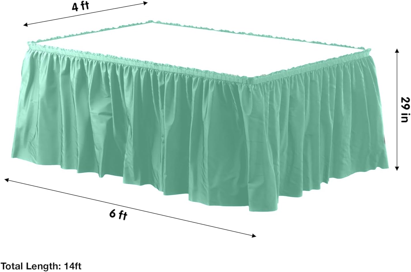 Party Favors Plus Mint Green Plastic Rectangular Tablecloth with Table Skirt 54x108 Inch 2 Piece Set
