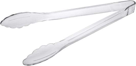 Party Essentials Hard Plastic 12" Serving Tongs, Clear