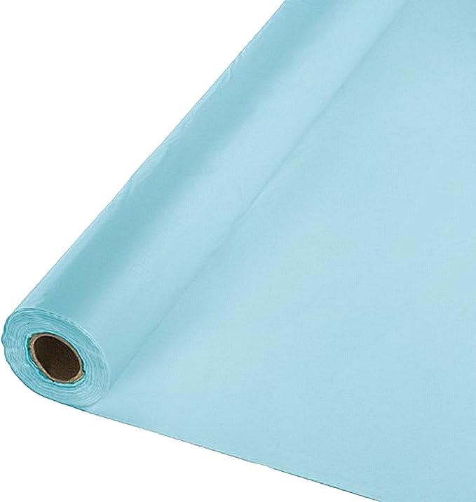 Party Favors Plus Heavy Duty Plastic Tablecloth Roll Light Blue 40in x 100ft