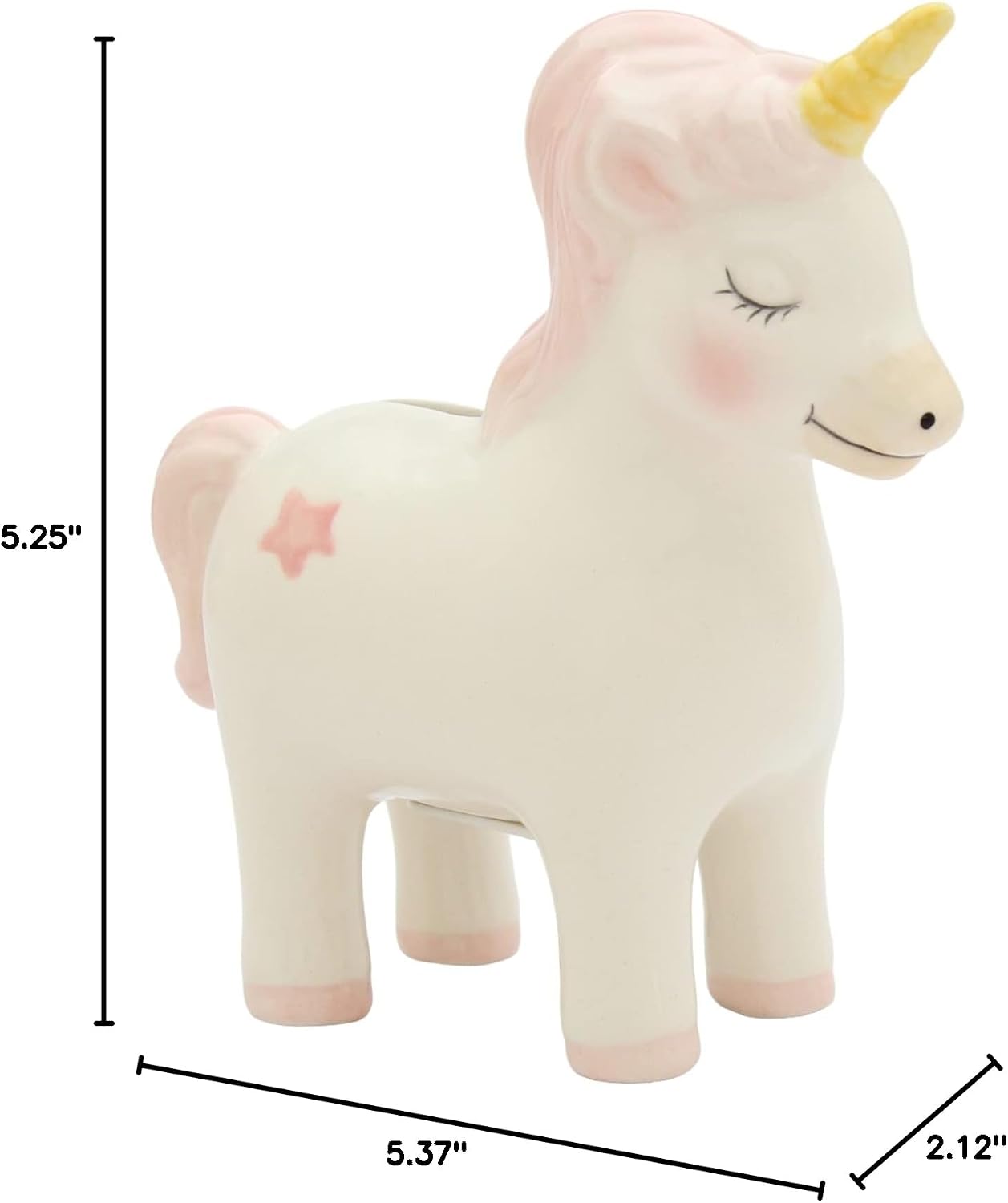 Cosmos Gifts Fine Ceramic Pink Fairy Unicorn Piggy Bank 5-1/4" H