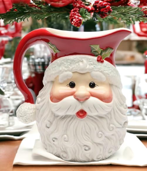 Cosmos Gifts Fine Ceramic I Believe Santa Pitcher 56 fl oz 8-3/8" H
