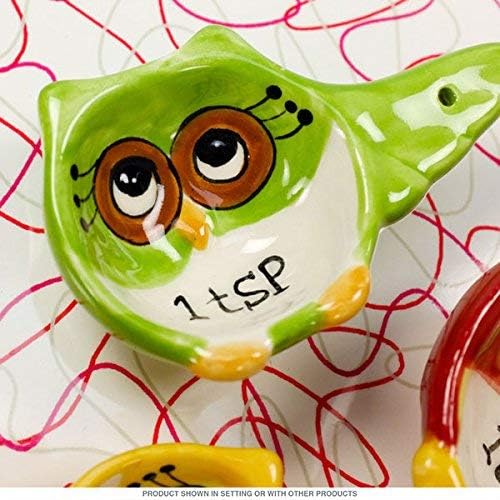 Cosmos Gifts Ceramic Owl Measuring Spoon Set 4-Piece 10910