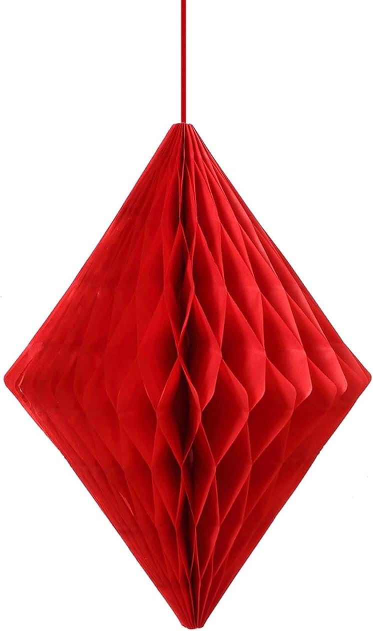 Party Favors Plus Casino Card Suit Honeycomb Hanging Decorations 4 Piece Red Black