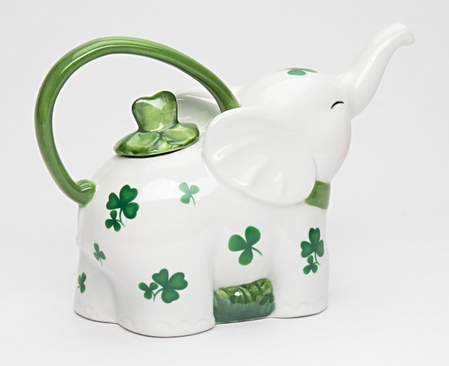 Cosmos Gifts Fine Porcelain Elephant Teapot with Shamrock Pattern