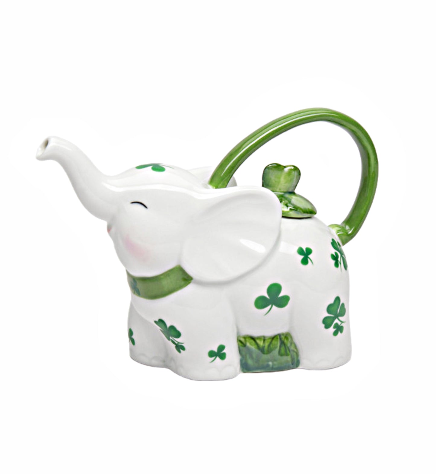 Cosmos Gifts Fine Porcelain Elephant Teapot with Shamrock Pattern