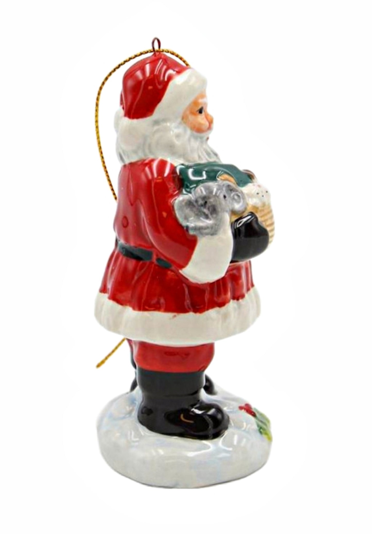 Cosmos Gifts Ceramic Santa Holding Toy Noah's Ark Tree Ornament 4.25 In