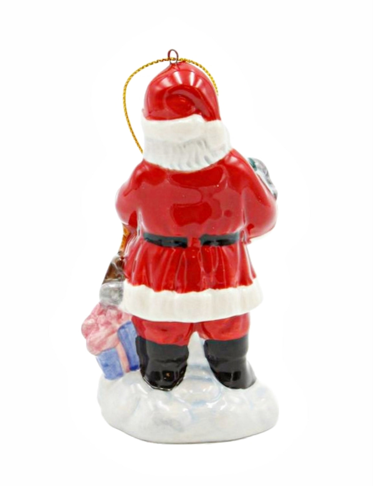Cosmos Gifts Ceramic Santa Holding Toy Noah's Ark Tree Ornament 4.25 In
