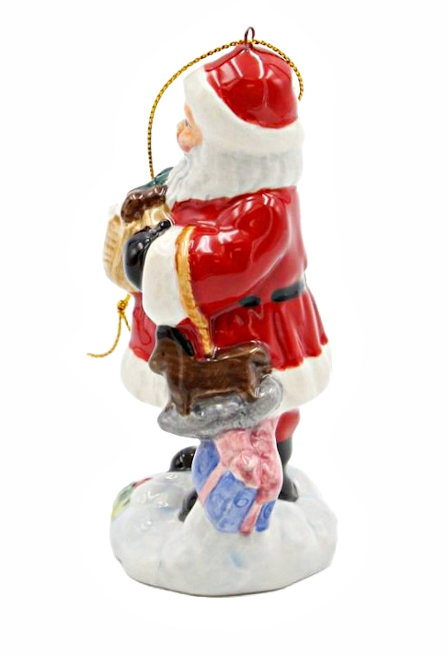Cosmos Gifts Ceramic Santa Holding Toy Noah's Ark Tree Ornament 4.25 In