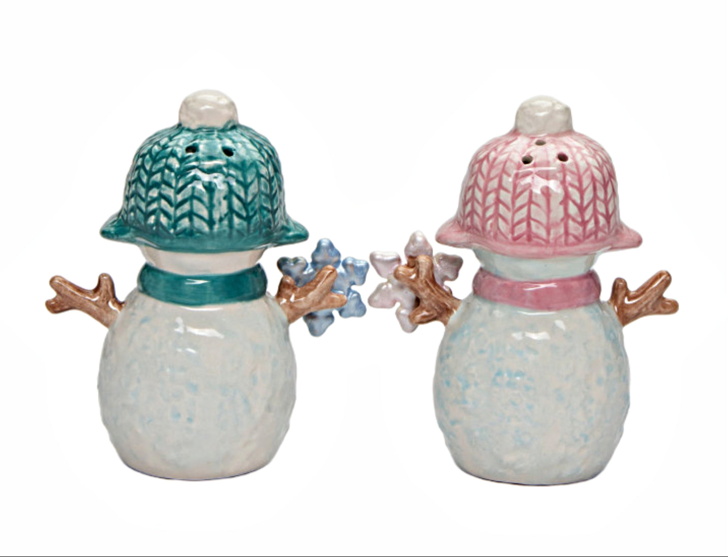 Cosmos Gifts Fine Ceramic Snowman Couple with Snowflake Salt & Pepper Shakers Set 3-7/8" H 57047