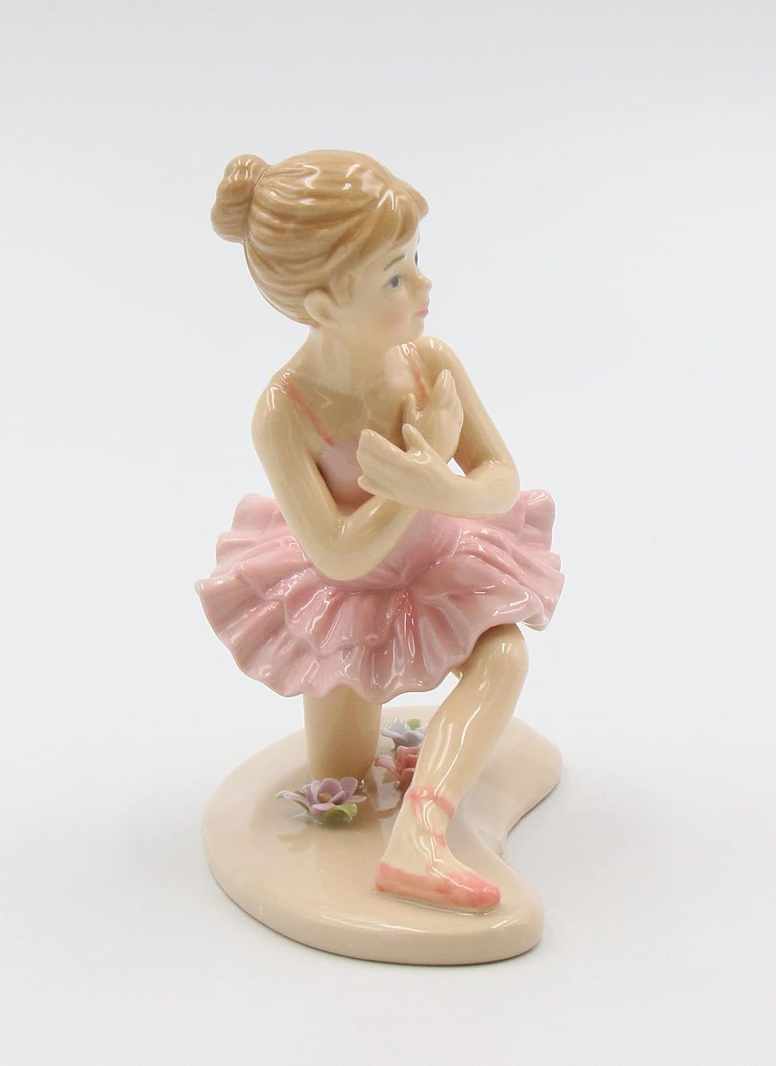 Cosmos Gifts Fine Porcelain Ballerina in Pink with Knee Down Ceramic Figurine 4-1/2" H