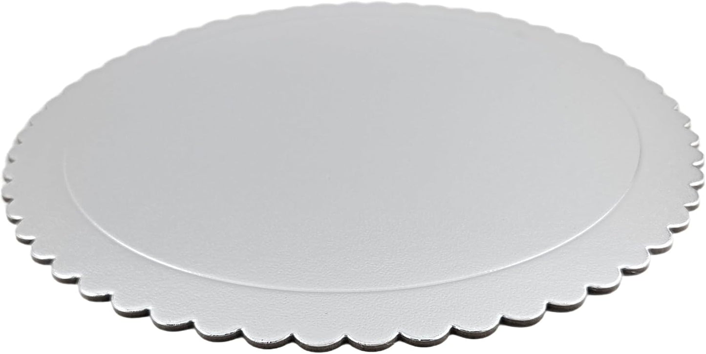 Party Favors Plus Silver Round Cake Boards Scalloped Edge Heavy Duty 12 Inch 5 Count