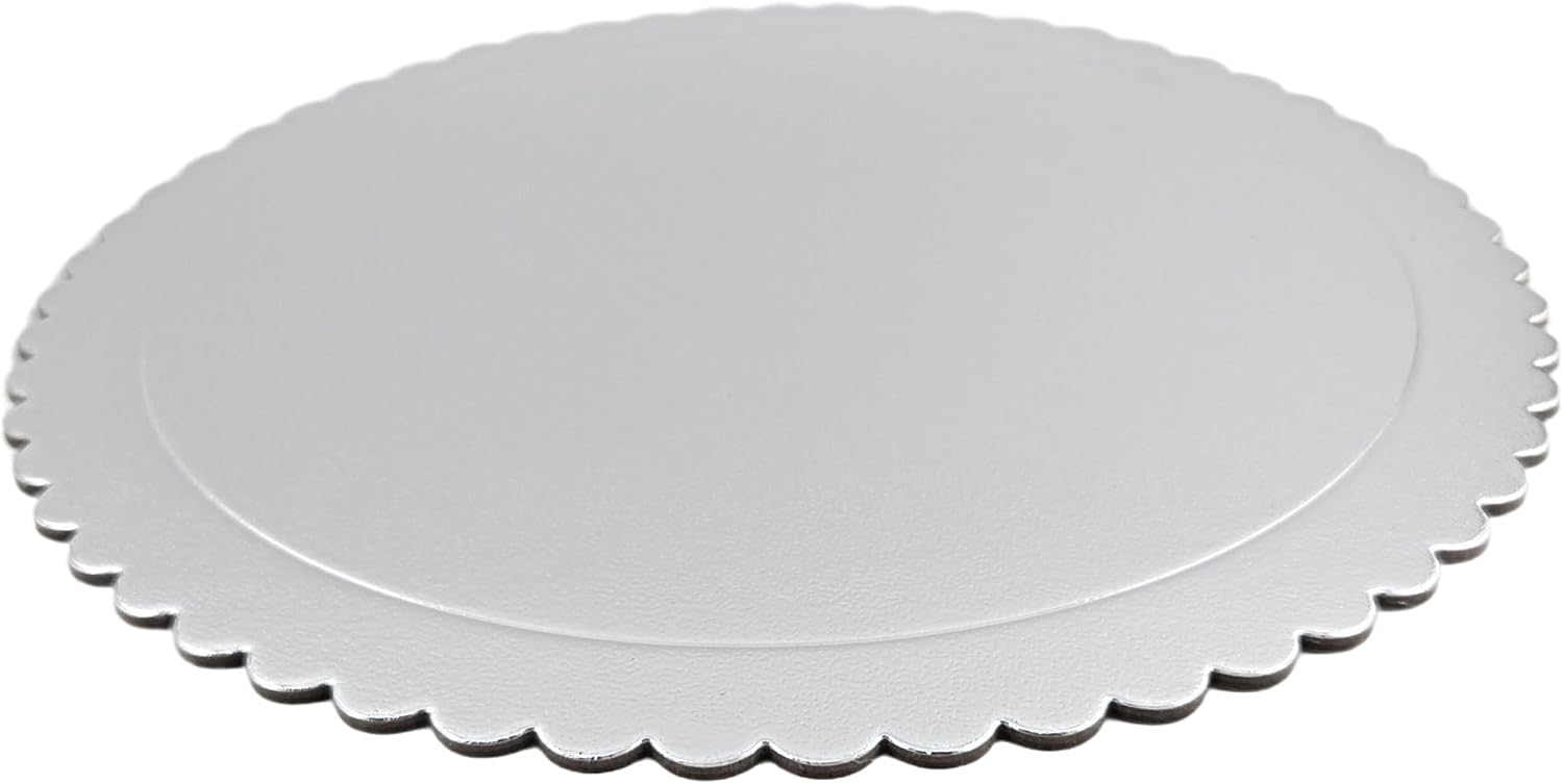 Party Favors Plus Silver Round Cake Boards Scalloped Edge Heavy Duty 12 Inch 10 Count