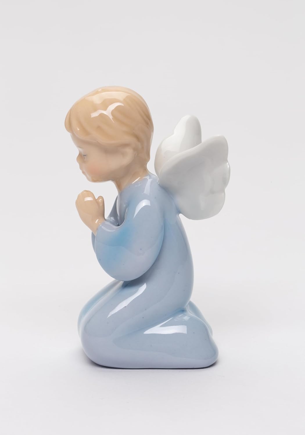 Cosmos Gifts Fine Porcelain Praying Boy Angel Figurine 3-3/8" H Blue