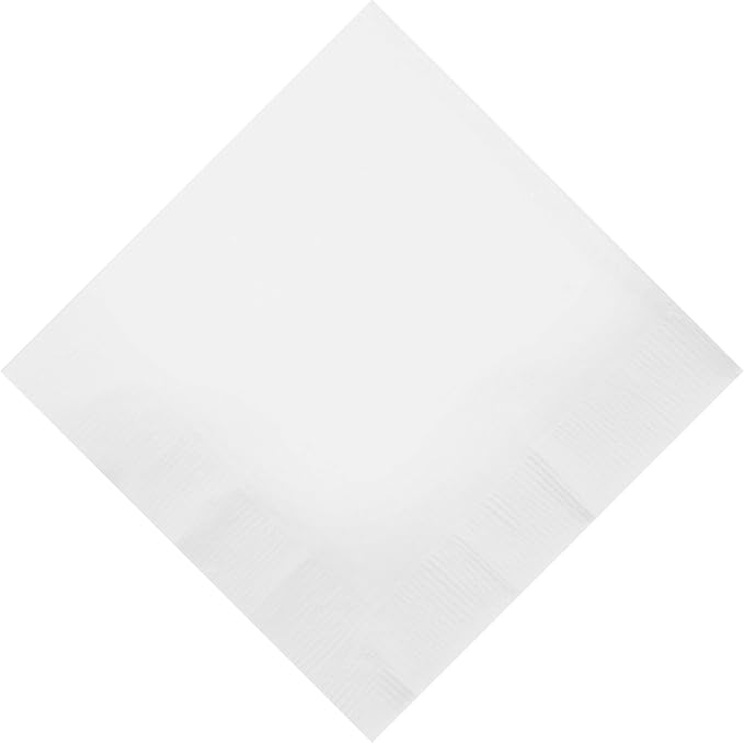 Party Favors Plus White 2-Ply Paper Cocktail Napkins 5" Folded 100 Count