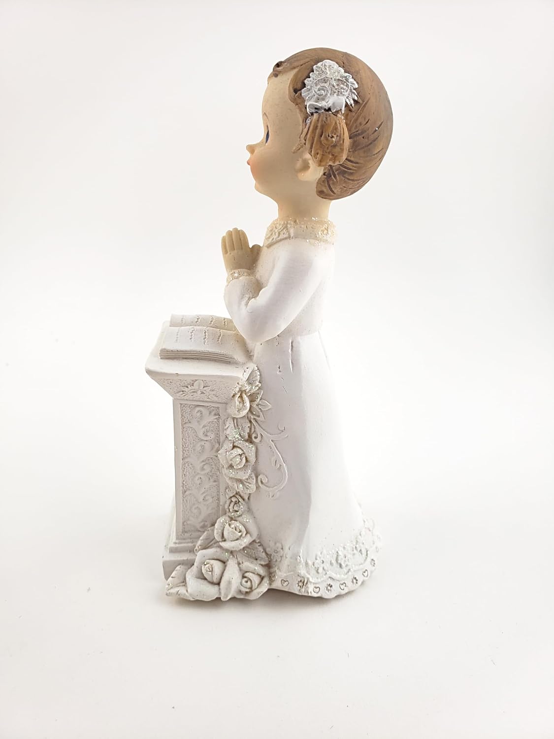 Party Favors Plus White Polyresin First Communion Praying Girl Figurine 6 Inch